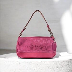 Vintage Y2K Coach Hamptons Demi Shoulder Bag Baguette Clutch Pink No. 6094